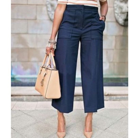 Mario Serrani Pants - Mario Serrano ITALY 🇮🇹 Cropped Trousers Blue NWT